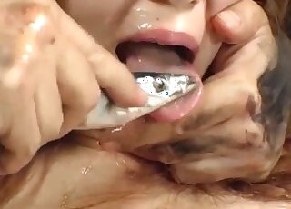 Lady with natural breasts enjoys fish fucking in a taboo JAV scene