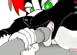 Red hair furry slag licking all over that meaty dick in a hot yiff vid