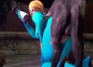 Submissive hottie experiences zoo fucking by a beast in an anime video