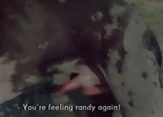 Strong dog fucks a hot wife outdoors without getting exhausted